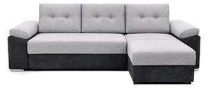 Colțar Extensibil MILANO, șezlong interschimbabil, cu ladă de depozitare, 265x160x85 cm, Negru/Gri - Outlet
