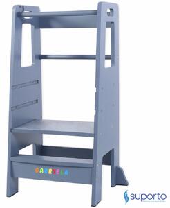 Turn de Invatare pentru Copii - Inaltator de tip Learning Tower cu Treapta de urcare antiderapanta si Balustrade de Protectie - Suporto