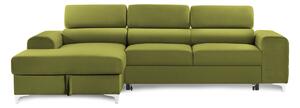 Colțar Extensibil LOFT NEW, cu lada depozitare, tetiere reglabile, 290x170x95 cm, Verde-Olive-Velluto / Stanga