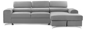 Colțar Extensibil LOFT NEW, cu lada depozitare, tetiere reglabile, 290x170x95 cm, Gri-Silver-Velluto / Dreapta