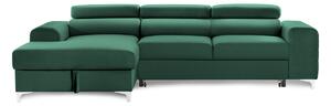 Colțar Extensibil LOFT NEW, cu lada depozitare, tetiere reglabile, 290x170x95 cm, Verde-Padure-Velluto / Stanga