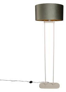 Lampă de podea bej cu abajur oval verde și interior auriu 50cm - Thijmen