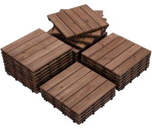Woodytile™ Plăci De Terasă Din Lemn Masiv Cu Îmbinare Interblocantă - Set De 12 (30x30cm) = 1,08 M², Maro