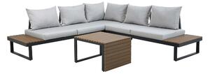 Set mobilier de exterior Mandeville 374Maro, Gri, Metal, Polylemn, Tapiterie