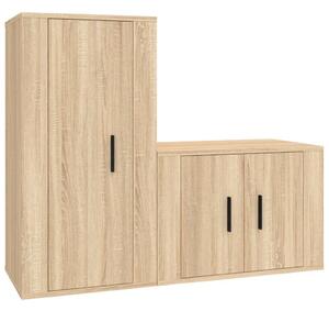 Set dulap TV, 2 piese, stejar sonoma, lemn prelucrat