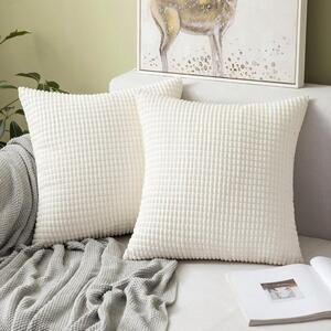 Fete de perna decorative 30x30 cm, set 2 buc, velur, alb