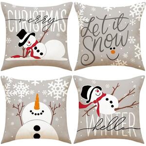 Fete de perna decorative, 45x45, 4 bucati, decoratiune de Craciun, Let it snow