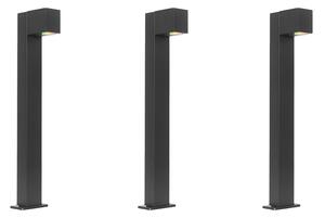 Set de 3 lămpi inteligente de exterior negre 65cm IP44 - Baleno