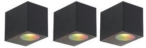 Set de 3 Aplice Smart de Perete Negre GU10 50mm IP44 - Baleno