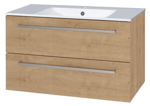 Mereo Mereo, Bino, dulap baie cu chiuveta ceramica 101 cm, alb, stejar, MER-CN622