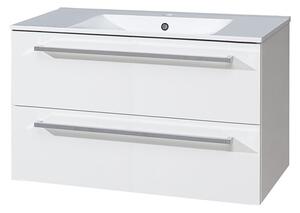Mereo Mereo, Bino, dulap baie cu chiuveta ceramica 101 cm, alb, stejar, MER-CN662