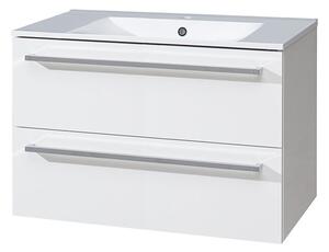Mereo Mereo, Bino, dulap baie cu chiuveta ceramica 81 cm, alb, stejar, MER-CN661