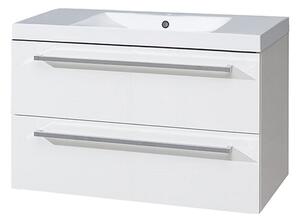 Mereo Mereo, Bino, dulap de baie din marmură turnată 101 cm, alb, stejar, MER-CN662M