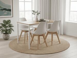 Set de masa 1 + 4, masa RAMOD 100x60 cm alba/decor stejar + scaun alb KITO