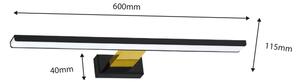 Lumină LED pentru oglindă de baie SHINE, 13,8 W, 230 V, 60 cm, IP44, negru/auriu