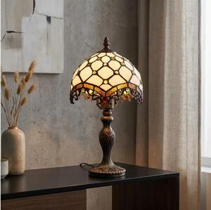 Brilagi - Lampă de masă Tiffany cu vitralii, fildeș, 1xE27/60W/230V