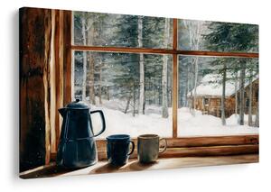 De Crăciun tablou vedere din cabana de pădure