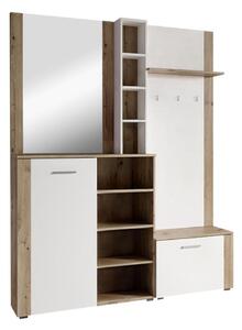 Set mobilier hol Fulgores (stejar artisan + alb) (cu oglindă). 1116335