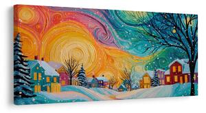 De Crăciun tablou căsuțe colorate în noapte magică
