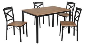 Set mobilier sufragerie Hungria (stejar închis + negru) (pentru 4 persoane). 1116359