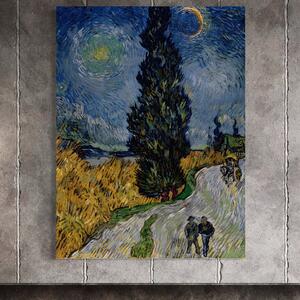 Tablou Canvas Premium LuxCanva® A1568, Drum Cu Cypress Si Star , Room, Van Gogh, Pictor, Artist, Living, Culori Vibrante
