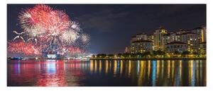 Tablou cu artificii in Singapur (120x50 cm)