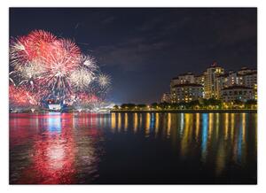Tablou cu artificii in Singapur (70x50 cm)