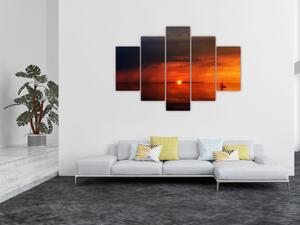 Tabloul apusului de soare cu barca (150x105 cm)