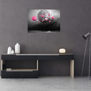 Tabloul cu bile abstracte roz (70x50 cm)