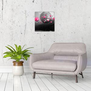 Tabloul cu bile abstracte roz (30x30 cm)