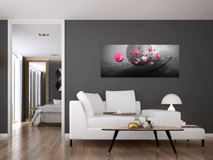 Tabloul cu bile abstracte roz (120x50 cm)