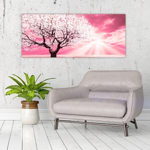 Tabloul cu pomul roz (120x50 cm)
