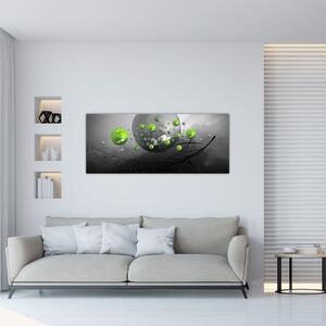 Tabloul cu bile abstracte verzi (120x50 cm)