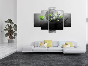 Tabloul cu bile abstracte verzi (150x105 cm)