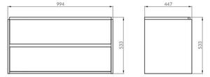 Mobilier lavoar suspendat cu 2 sertare Cersanit, alb, 100 cm, Crea Alb