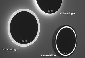 Oglinda rotunda 90 cm cu rama neagra, iluminare LED si dezaburire, Fluminia, Ando 900 mm