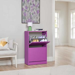 Pantofar Adore Compact, 10 Perechi, 2 Compartimente, Alb - Mov, 51x84x26 cm
