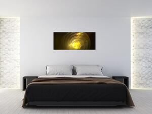 Tabloul cu spirala abstractă în galben (120x50 cm)