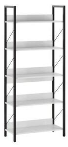 Biblioteca Adore Profile cu 5 rafturi, Alb - Maro - Stejar, 73x172x35 cm