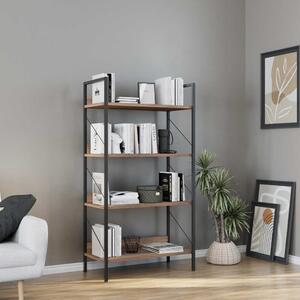 Biblioteca Adore Profile cu 4 rafturi, Alb - Maro - Stejar, 73x136x35 cm