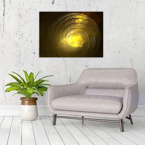 Tabloul cu spirala abstractă în galben (70x50 cm)