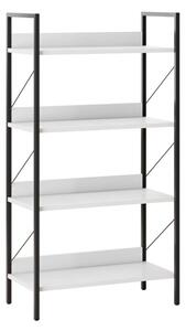 Biblioteca Adore Profile cu 4 rafturi, Alb - Maro - Stejar, 73x136x35 cm