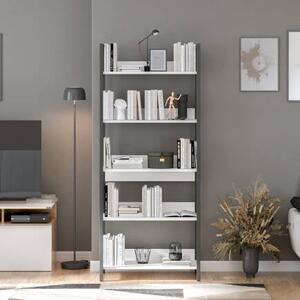 Biblioteca Adore Profile cu 5 rafturi, Alb - Maro - Stejar, 73x172x35 cm