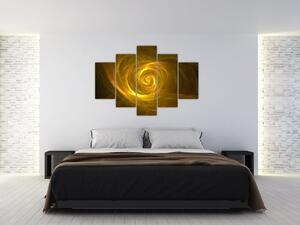 Tabloul cu spirala abstractă în galben (150x105 cm)