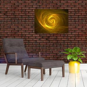 Tabloul cu spirala abstractă în galben (70x50 cm)