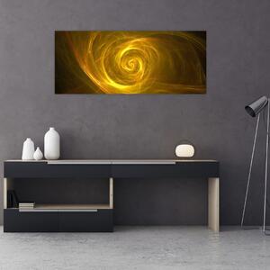 Tabloul cu spirala abstractă în galben (120x50 cm)