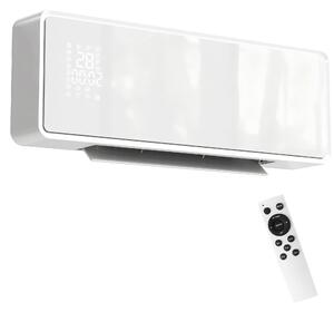 HOMCOM Încălzitor în ceramicâ de perete 2000W, 3 moduri, Temporizator, Panou de sticlă Alb | Aosom Romania