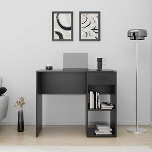 Birou Modern Adore Concept cu Sertar și 2 Rafturi, Alb - Maro - Stejar - Antracit, 90x52x75 cm