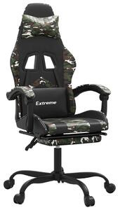 Scaun de gaming cu suport picioare negru/camuflaj piele eco