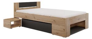 Z0ND0 Pat de o persoană 120 cm Uniforme (stejar artisan + antracit) (cu sp. depozitare). 1116534